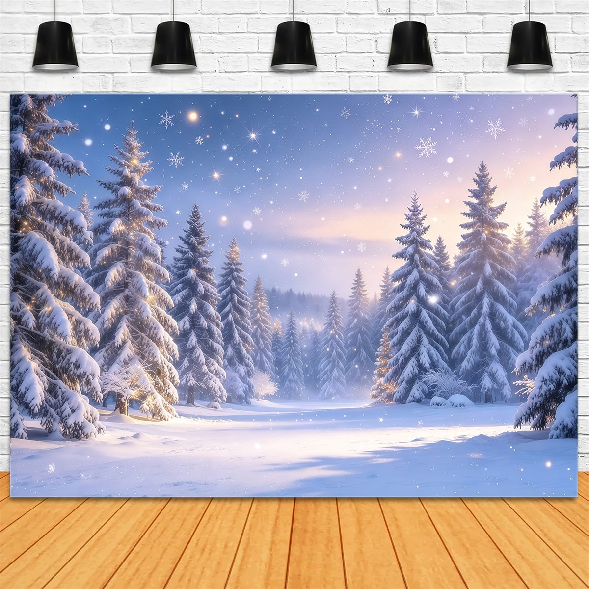 Weihnachtsbaum Hintergrund Dämmerung Verschneiter Kiefernwald GQ610-42