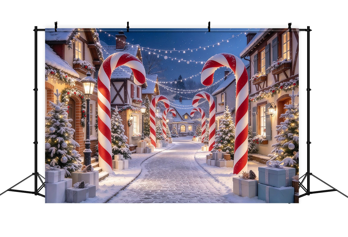 Weihnachtsdorf Hintergrund Zuckerstangenhaus Eingang GQ610-44