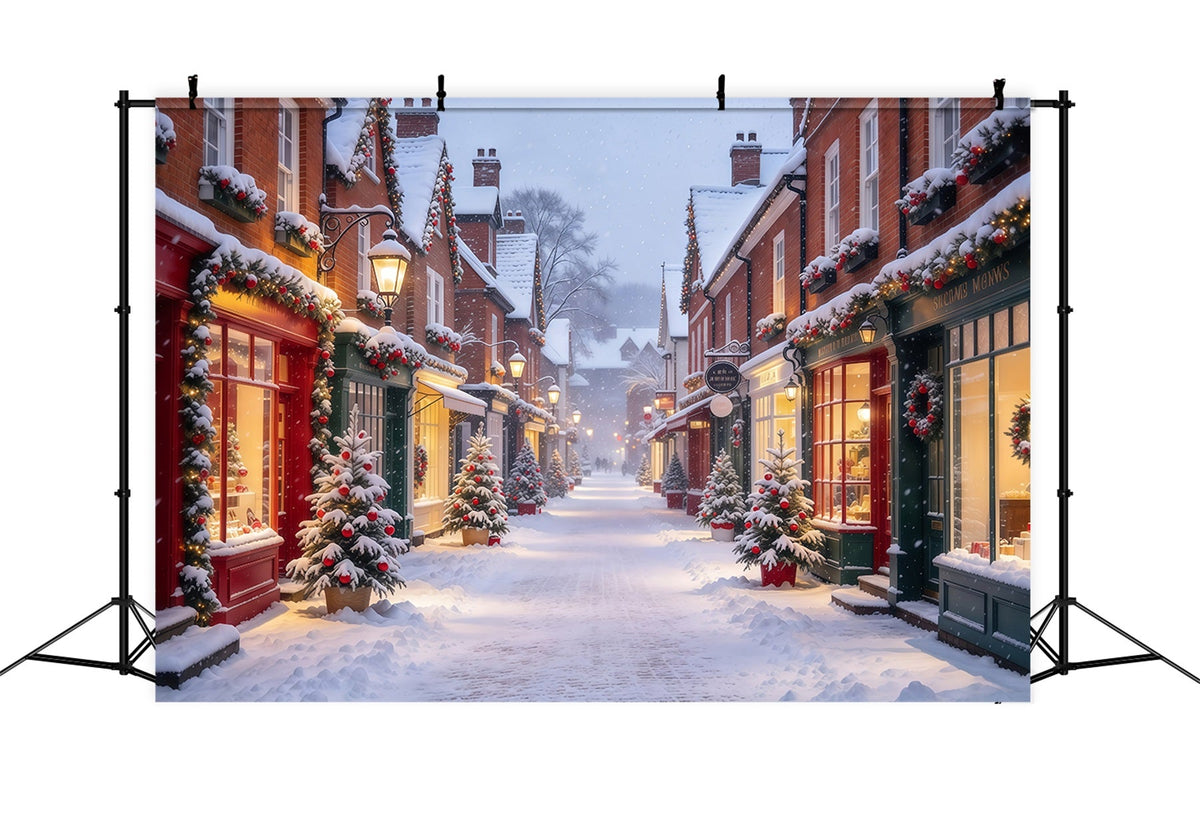 Weihnachtsdorf Hintergrund Verschneite Festliche Einkaufsstraße GQ610-53