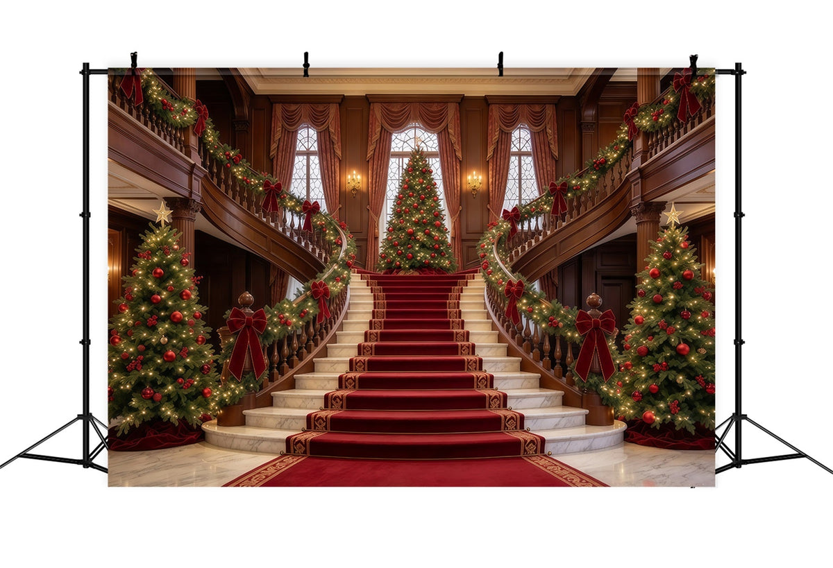 Weihnachtlicher Wohnzimmer Hintergrund Große Weihnachtstreppe Weihnachtsbaum GQ610-58