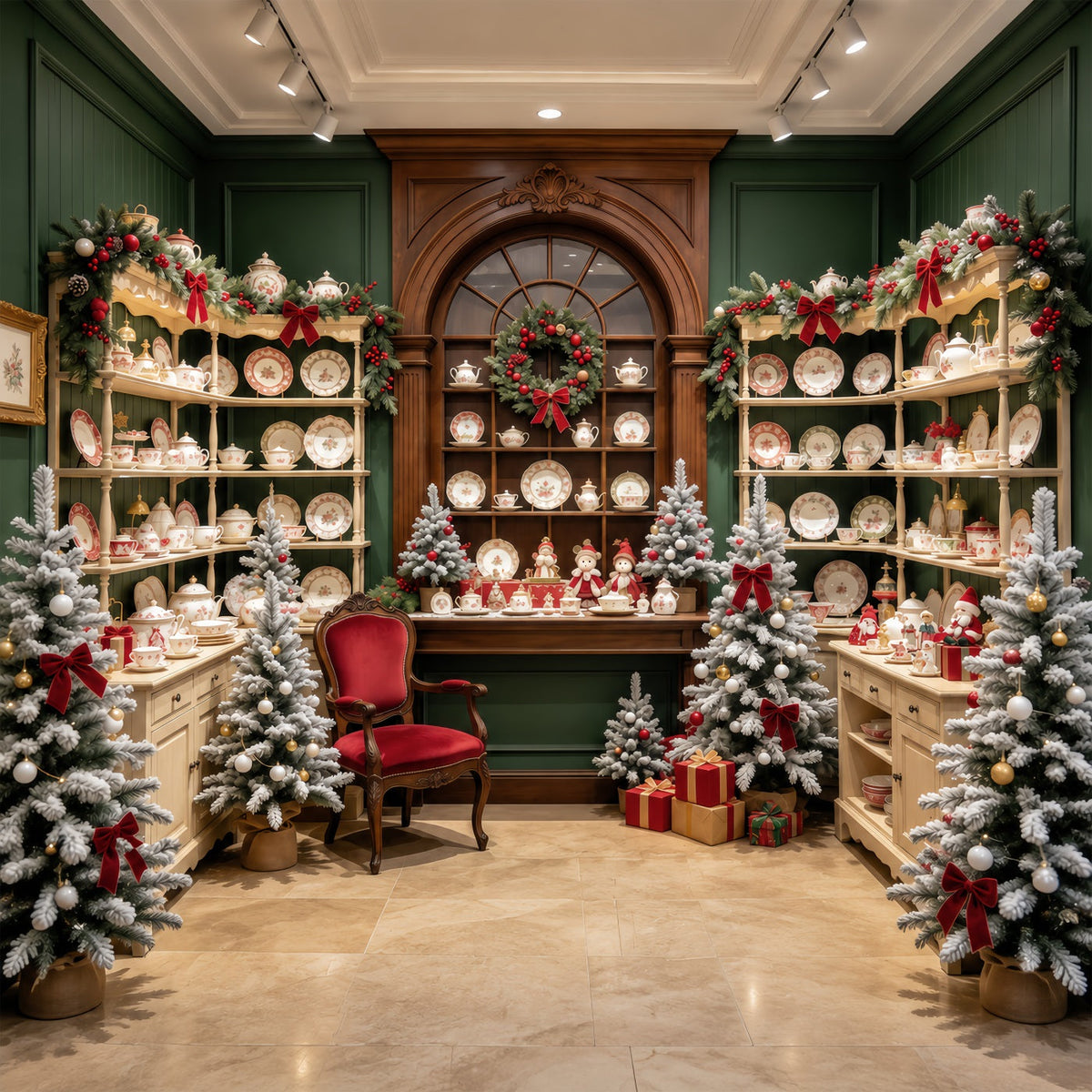 Santa-Hintergrund Festliche Porzellanschrank-Auslage GQ610-78