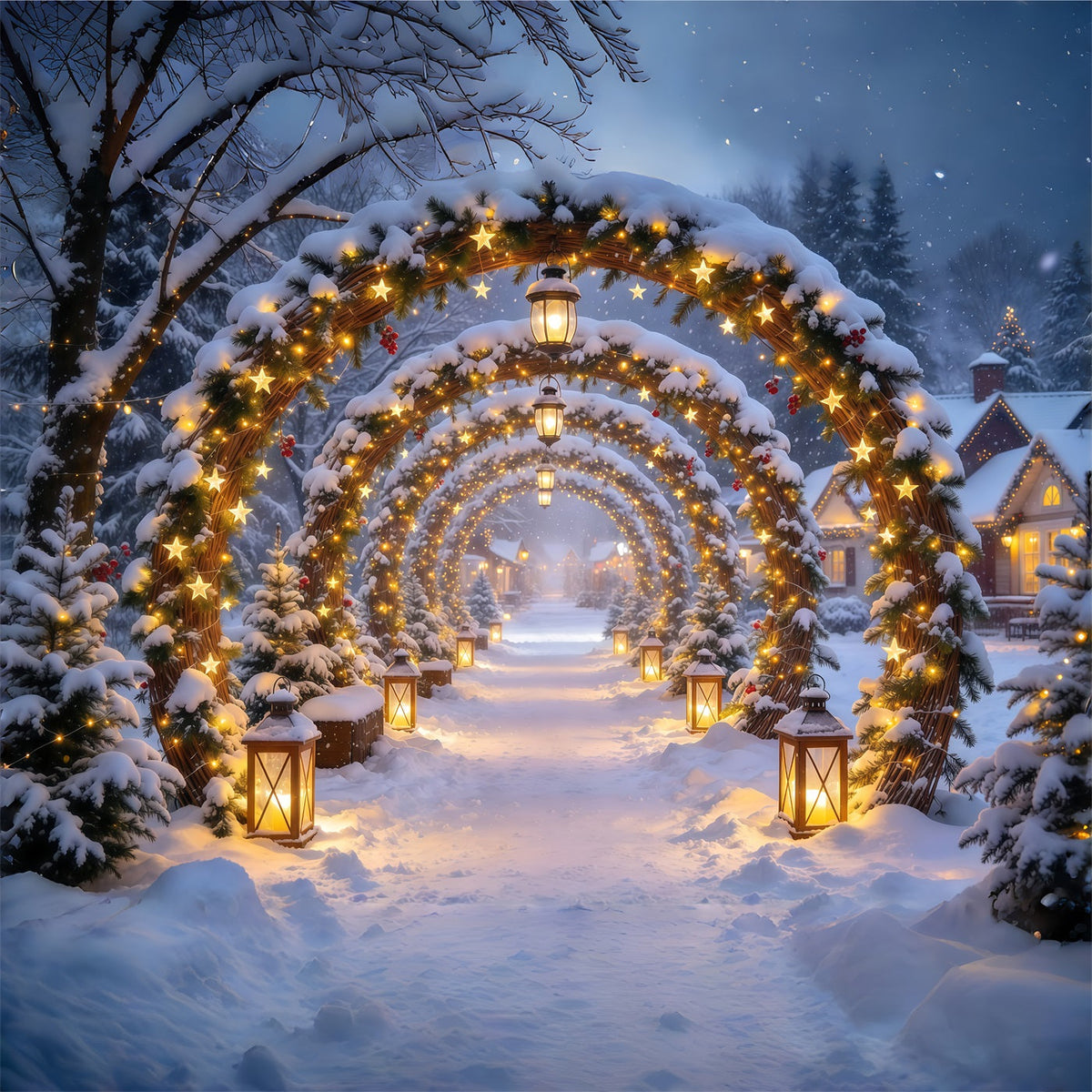 Weihnachtlicher Torbogen-Hintergrund Goldener Stern Laternenbogen GQ610-94