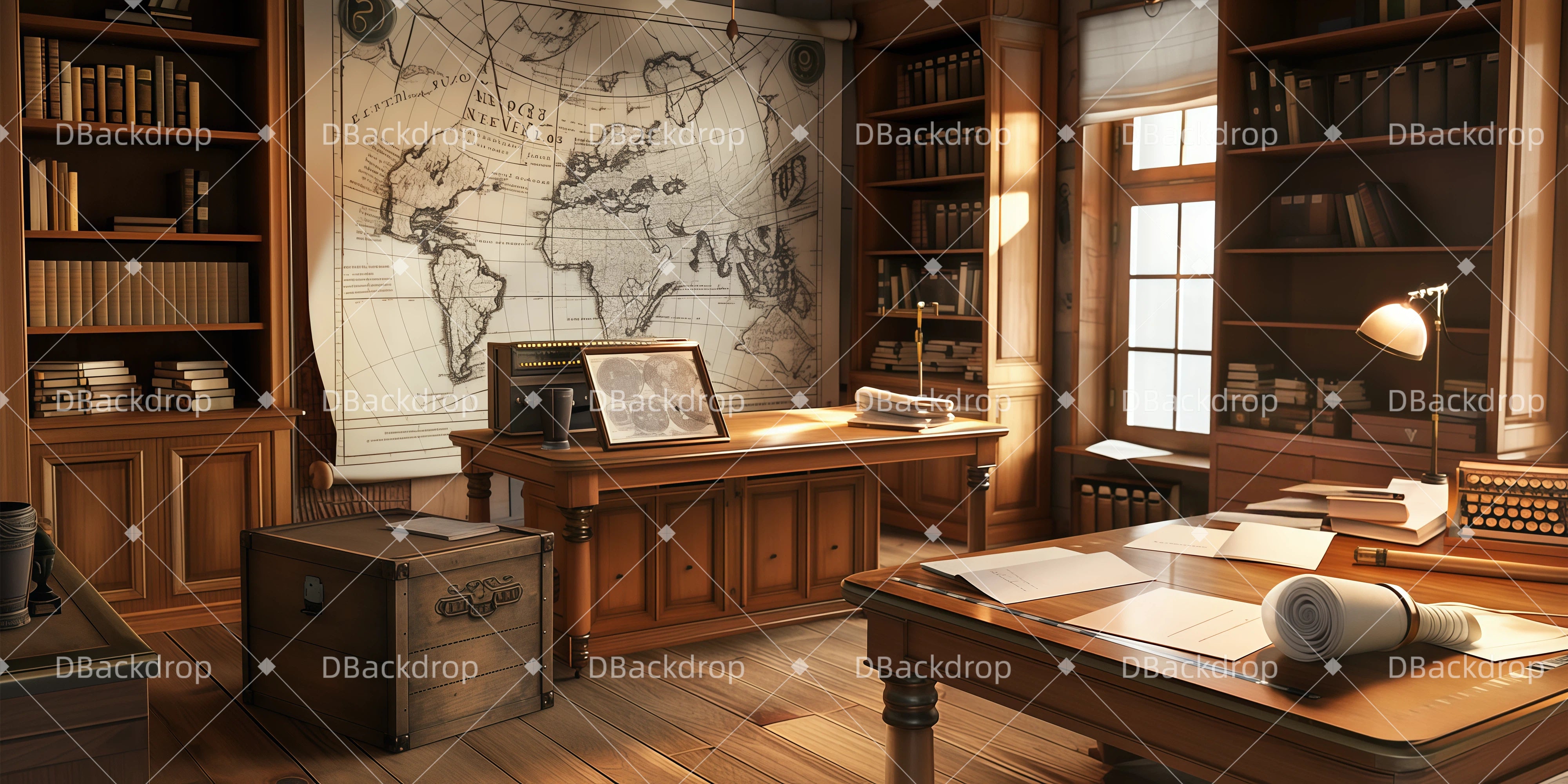 Vintage Theater Backdrop Barnums Büro Theaterbühnenbau GQ62-T37