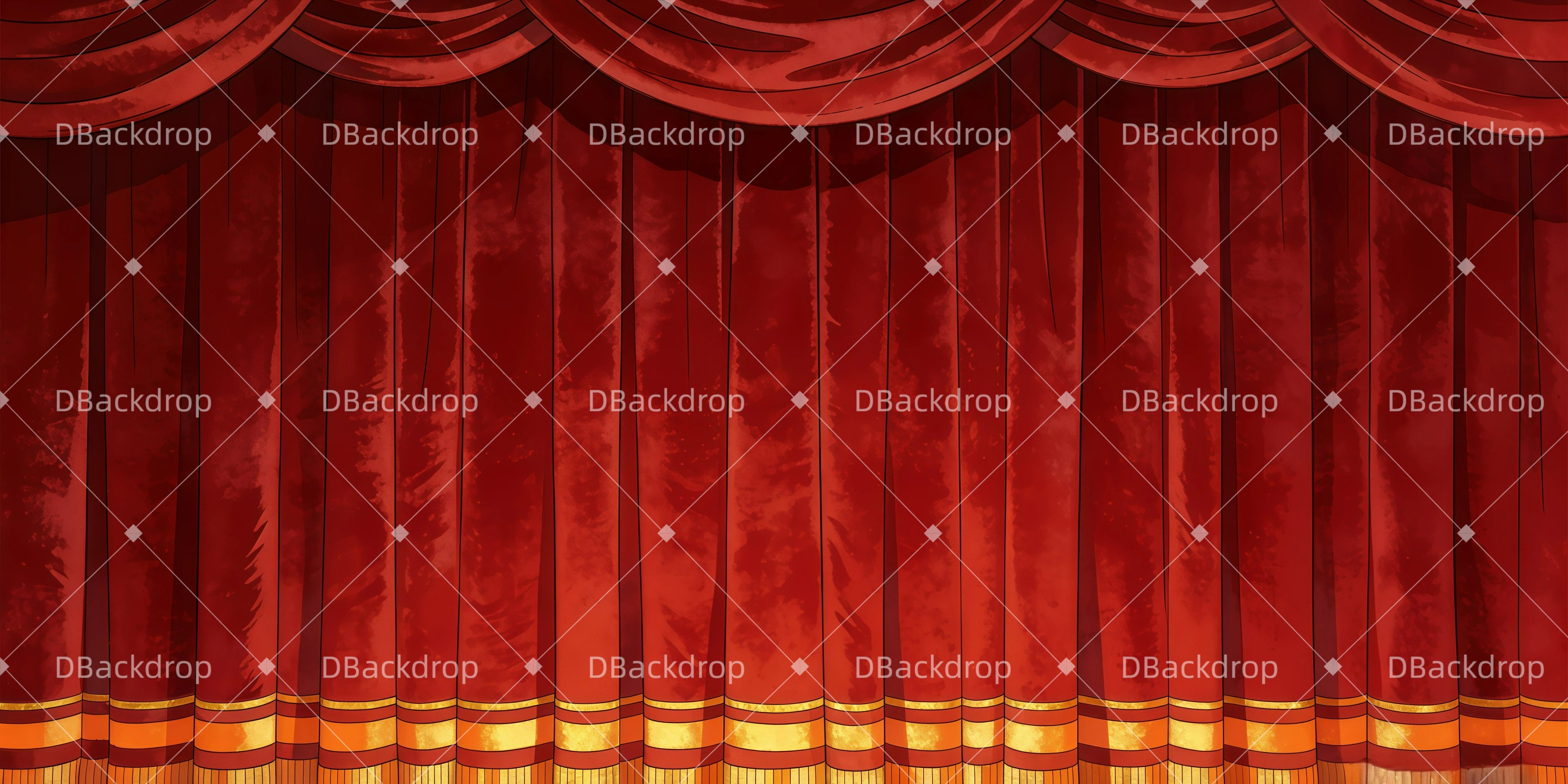 Tanzhintergrund Rote und goldene Vorhänge Broadway-Bühnenhintergrund GQ62-T10