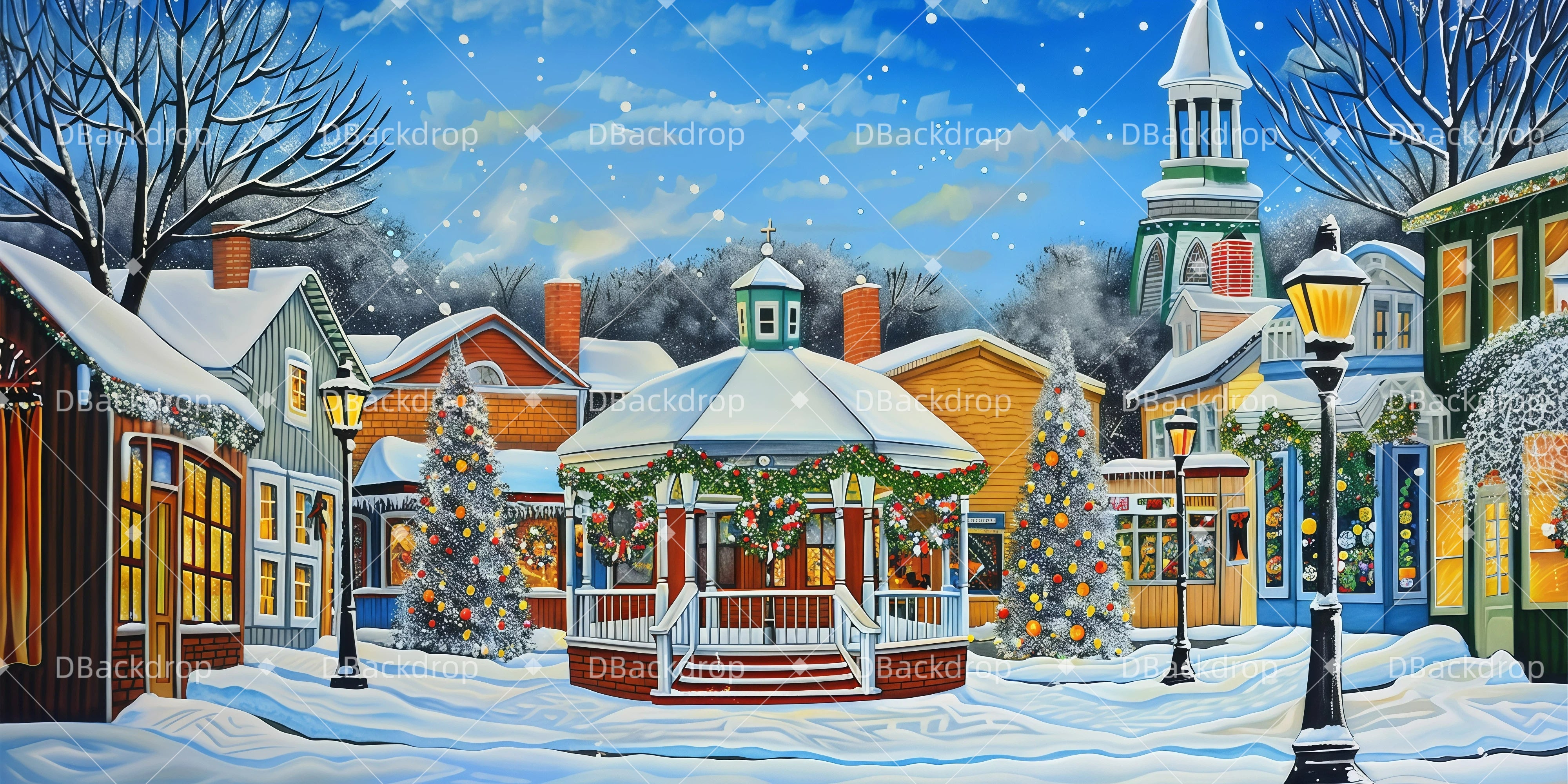 Ideen für Bühnenhintergründe Weihnachtsstraßenhintergrund für Theateraufführungen GQ62-T30