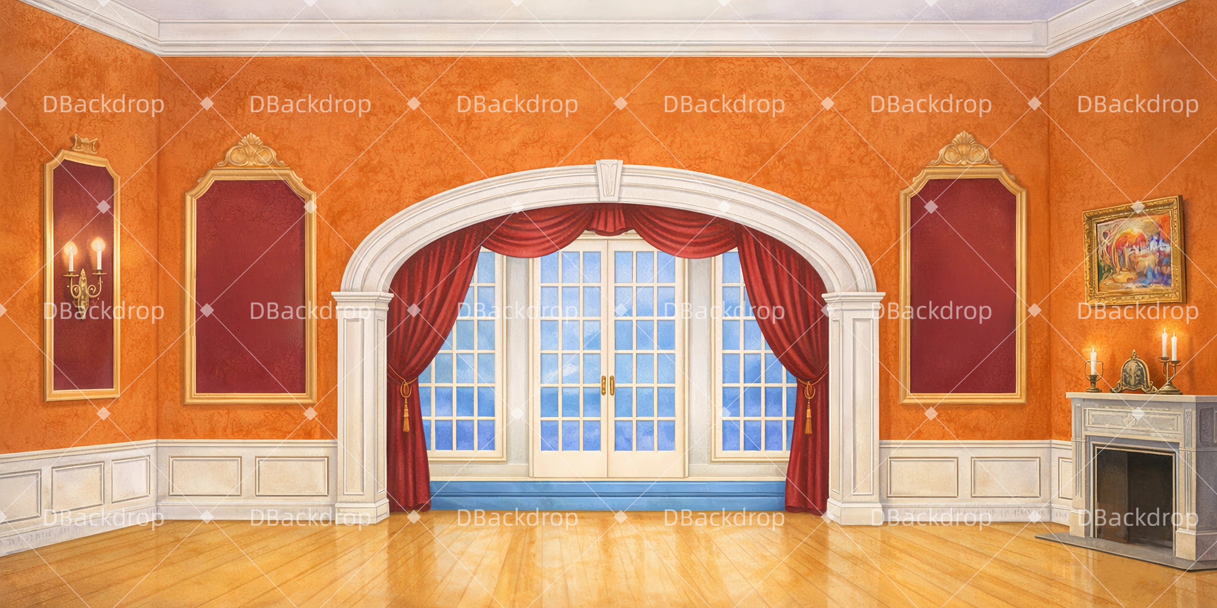 Vintage Theater Backdrop Halle der Villa Theaterwand GQ63-T21