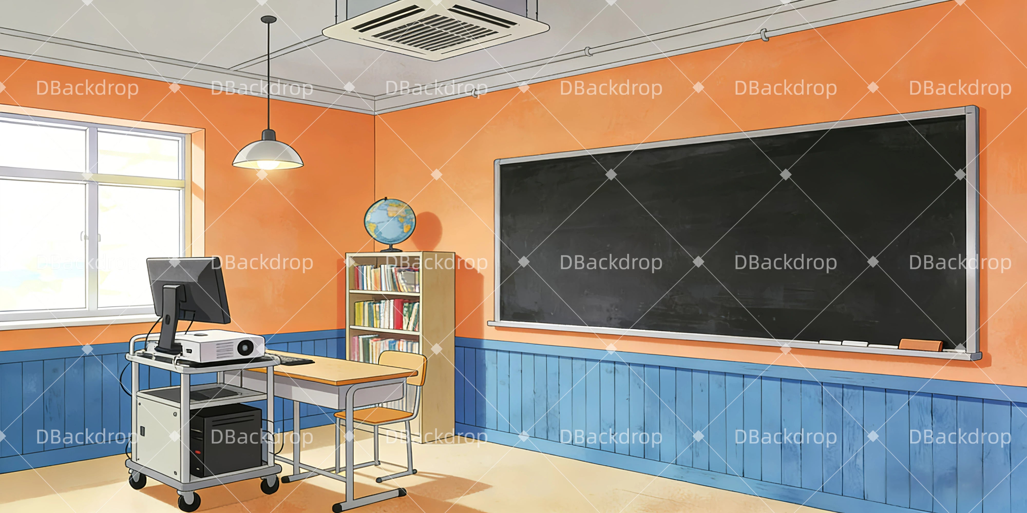 Theaterbühne Vorhang Innenansicht eines Klassenzimmers Theaterwand GQ63-T54