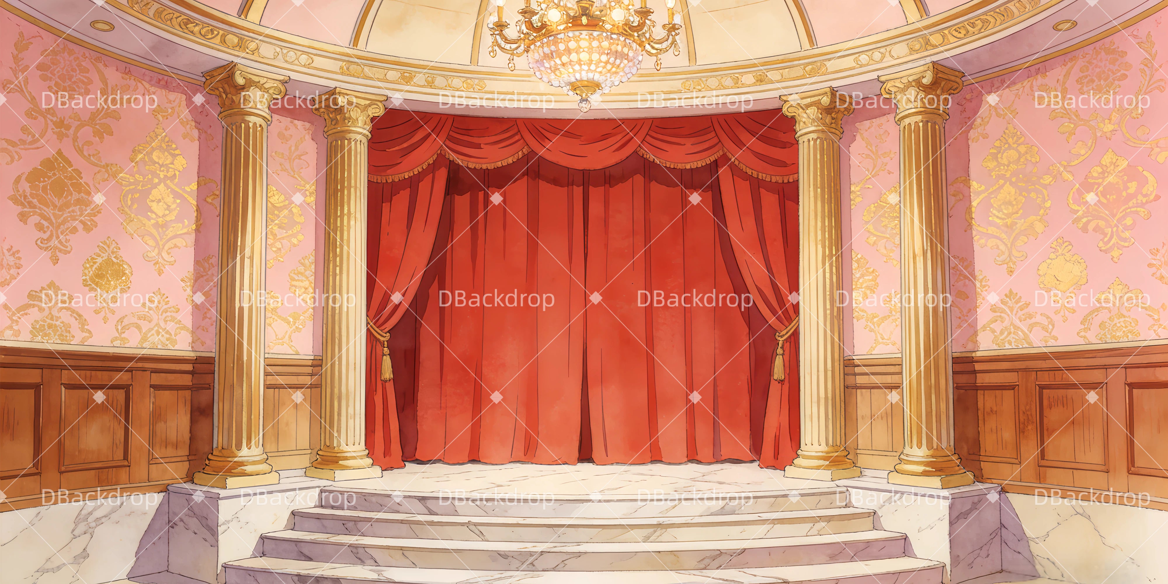 Vintage Theater Backdrop Follies-Bühne Theaterwand GQ63-T61