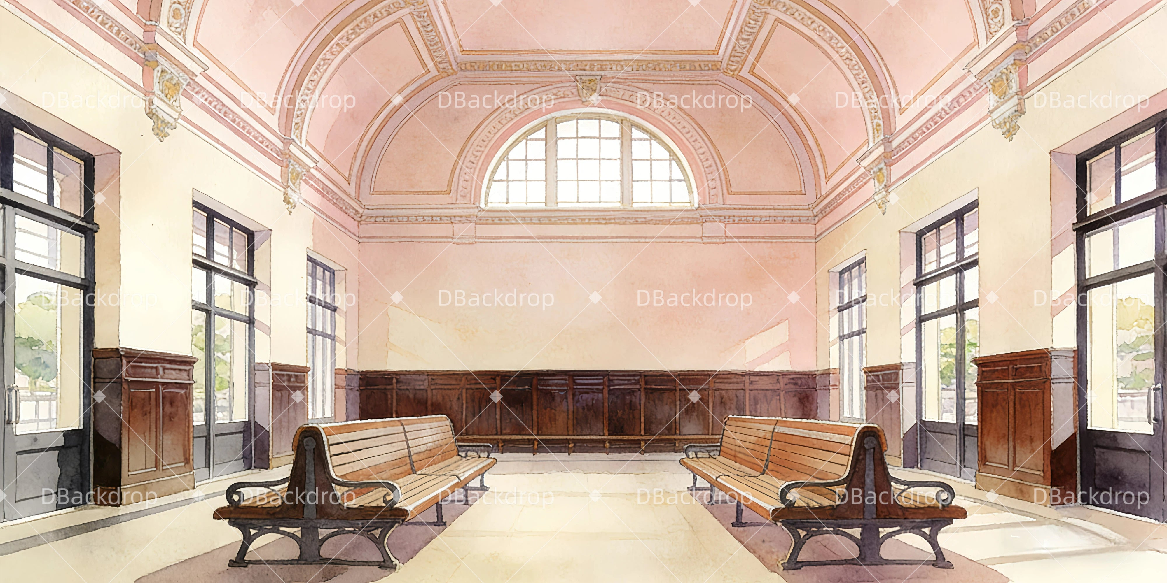 Theater Backdrops Bahnhof Theaterbühne mit Vorhang GQ63-T69