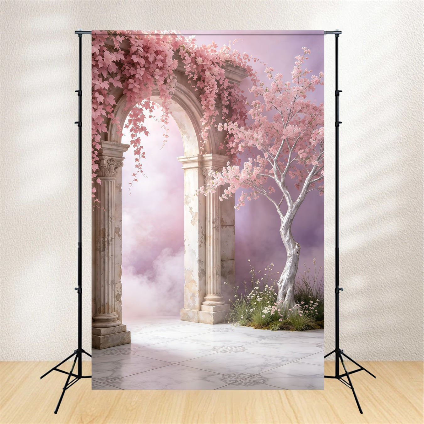 Portrait-Hintergrund, Blush Blossom Marmorbogen, abstrakter Hintergrund GQ64-33