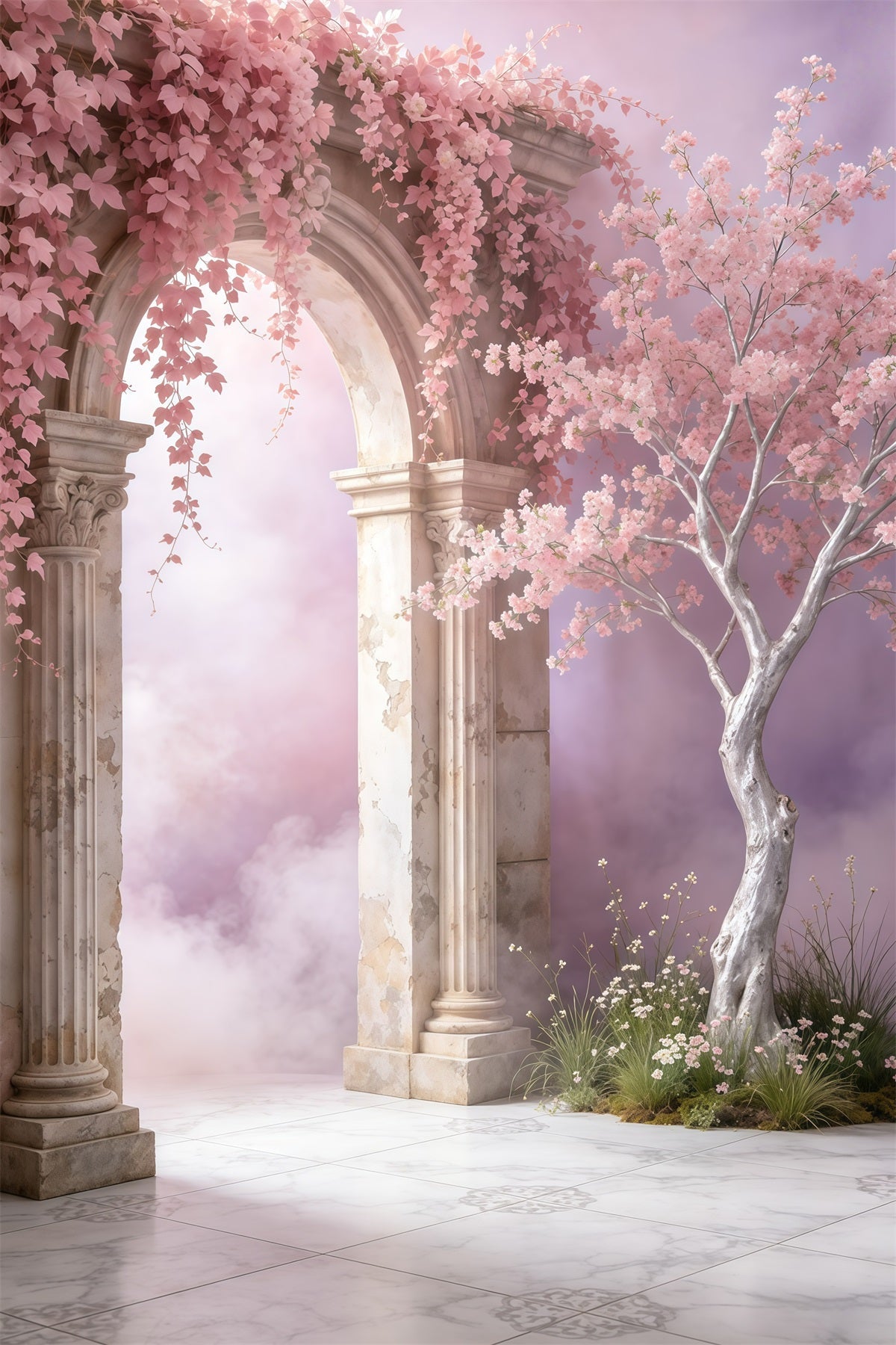 Portrait-Hintergrund, Blush Blossom Marmorbogen, abstrakter Hintergrund GQ64-33