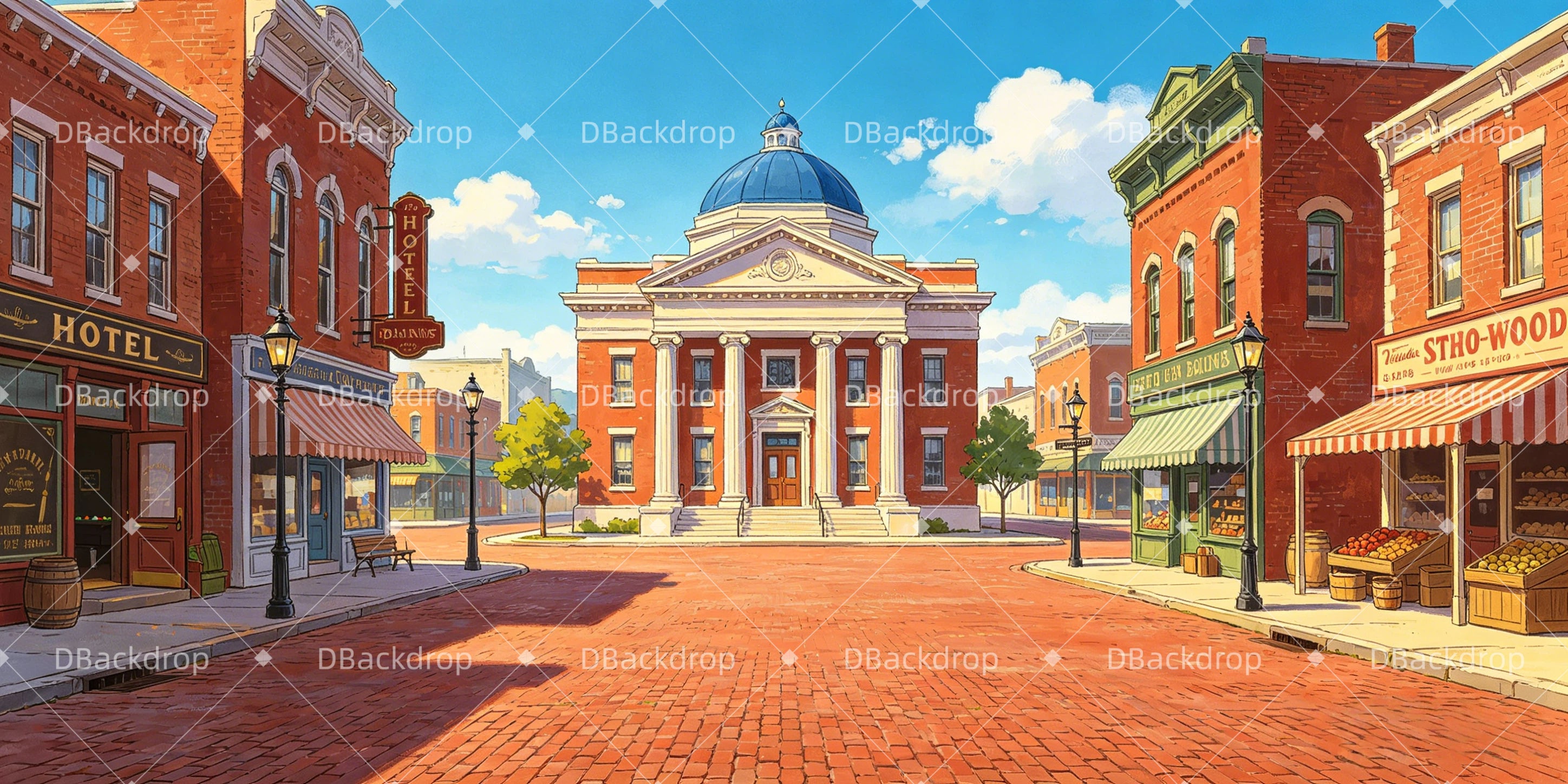 Amerikanischer Stadtplatz Theater Bühnenhintergrund GQ65-T29