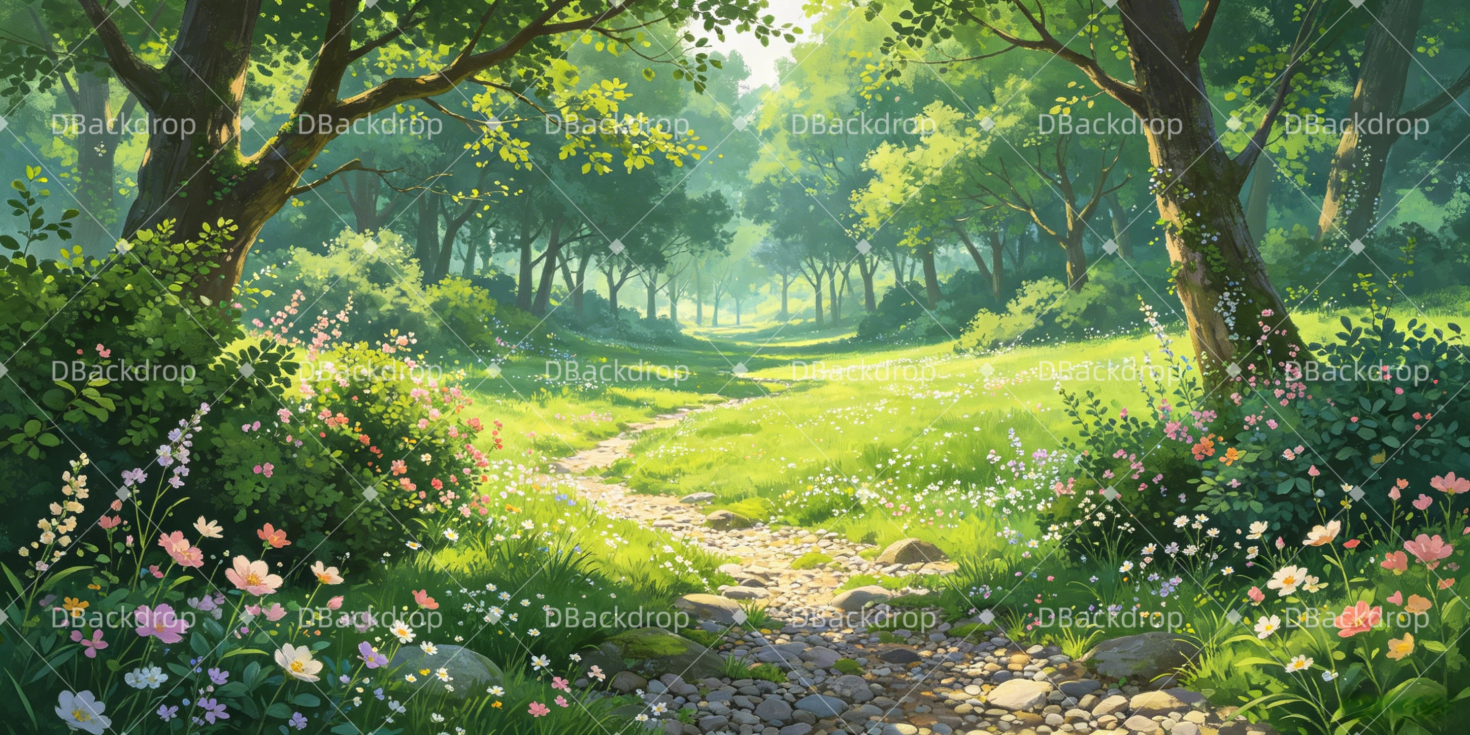 Waldweg Bühnenhintergrund Naturkulisse für Theater GQ65-T84