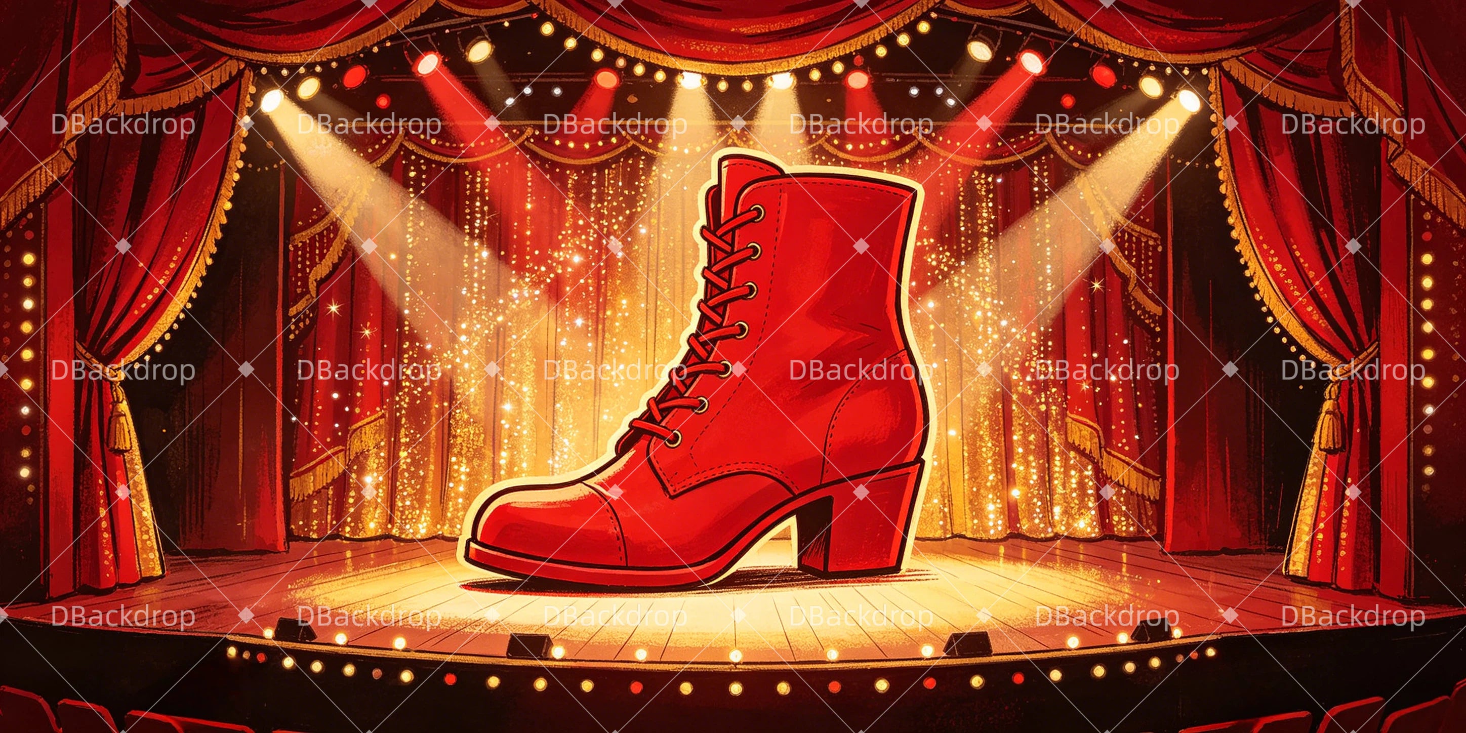 Theaterhintergrund Rote-Stiefel-Bühne Broadway Kulisse GQ66-T30