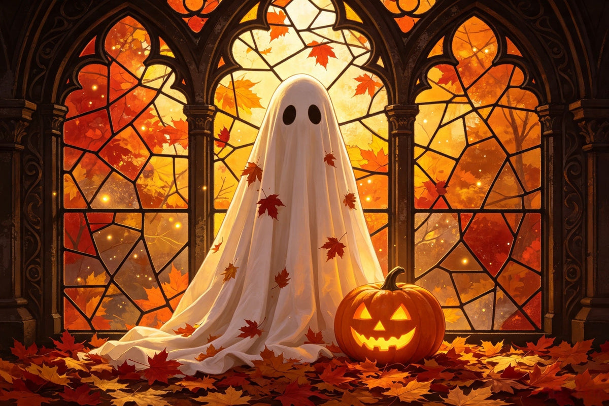 Geister-Buntglas-Hintergrund Herbst-Buntglas-Geister-Halloween-Hintergründe GQ67-107