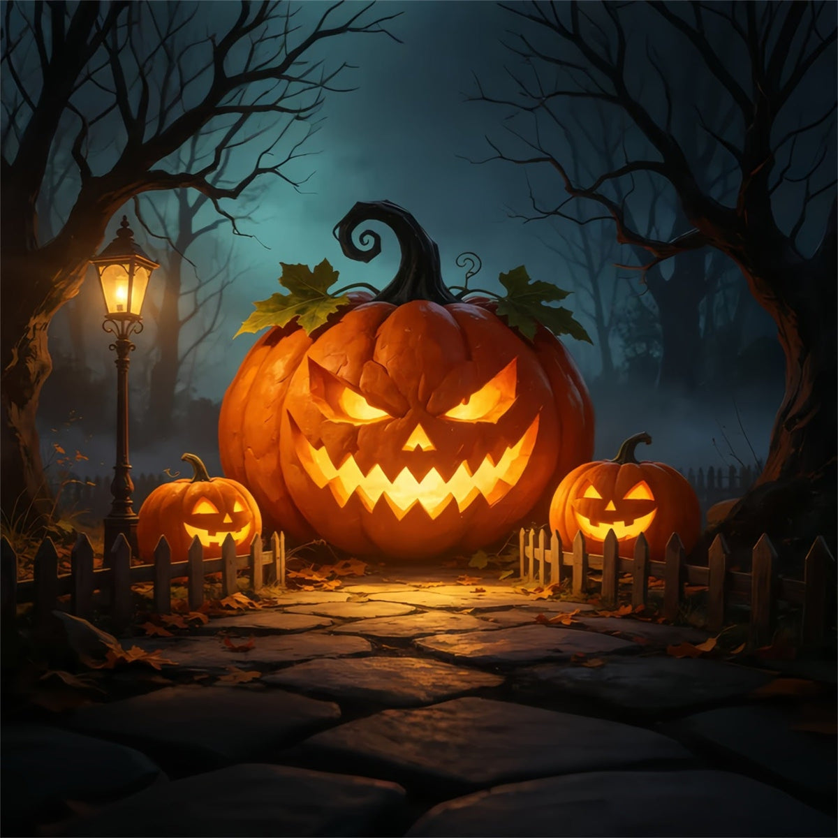 Jack-O'-Lantern-Hintergrund Riesiger Leuchtender Kürbis Torbogen Disney-Halloween-Hintergrund GQ67-82