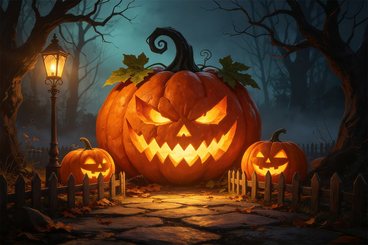 Jack-O'-Lantern-Hintergrund Riesiger Leuchtender Kürbis Torbogen Disney-Halloween-Hintergrund GQ67-82