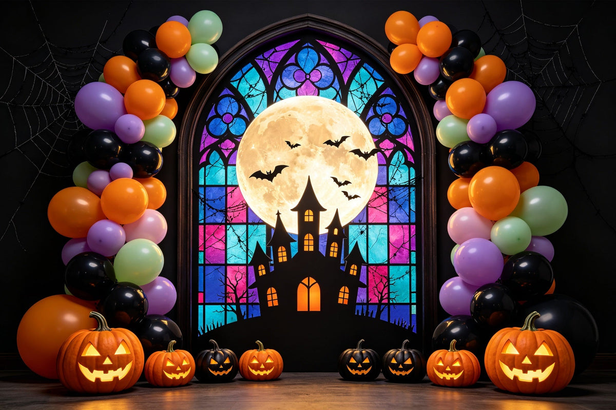 Halloween-Ballon-Hintergrund Buntglasbogen Halloween-Fotografie-Hintergründe GQ67-86