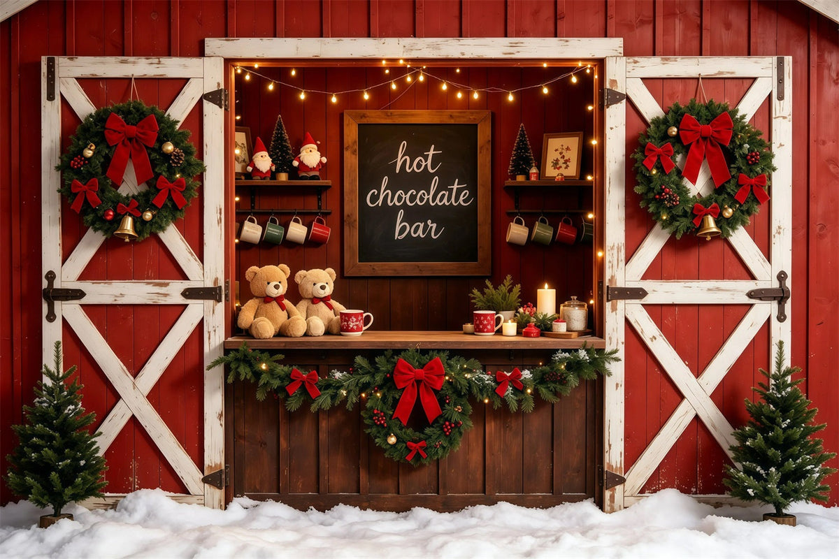 Roter Weihnachtshintergrund Rustikale Scheunen-Schokoladentafel Weihnachts-Studiohintergründe GQ68-102