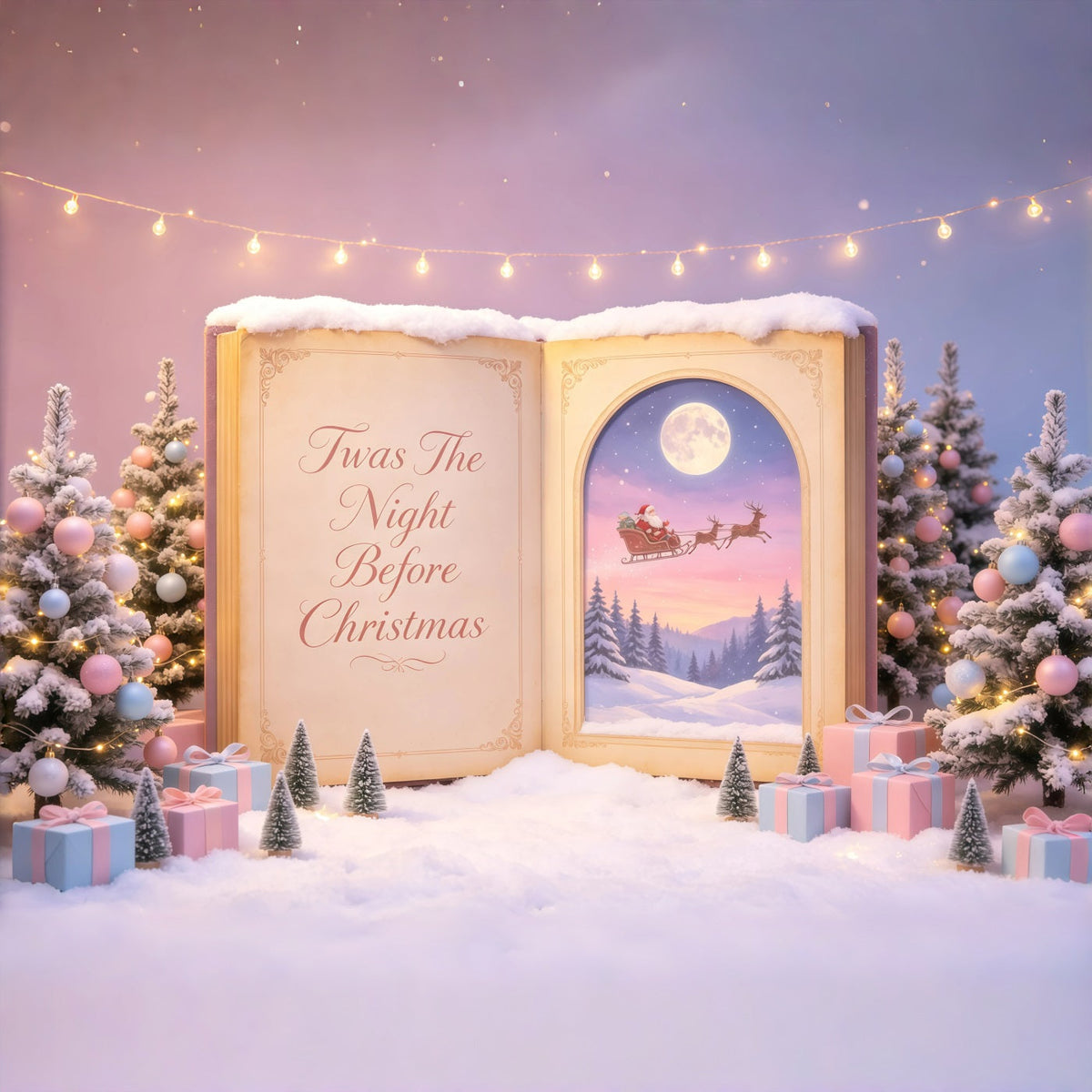 Magische Weihnachtskulisse Bilderbuch Weihnachtsmann Winterbuch Weihnachtshintergrund GQ68-119