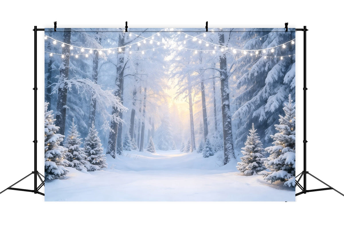 Weihnachtskulisse Im Winterwunderland-Stil Verschneiter Waldweg Weihnachts-Fotografie-Hintergründe GQ68-130