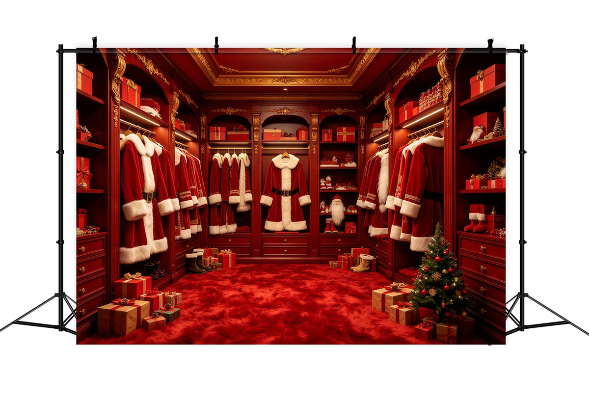Weihnachtsmann-Hintergrund Rote Weihnachtsmann-Garderobe Weihnachtsstudio-Hintergrund GQ68-133