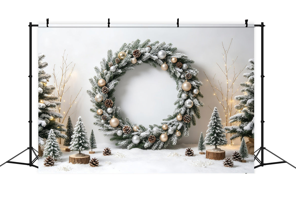 Weihnachtskranz-Hintergrund Winterlicher Torbogen Mit Frostbedeckung Weihnachts-Wandhintergründe GQ68-58