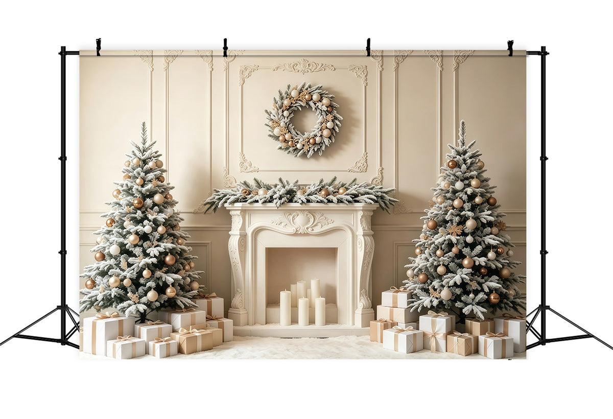 Elegante Weihnachtskulisse Elegante Mattierte Kaminverkleidung Studio-Weihnachtskulisse GQ68-66