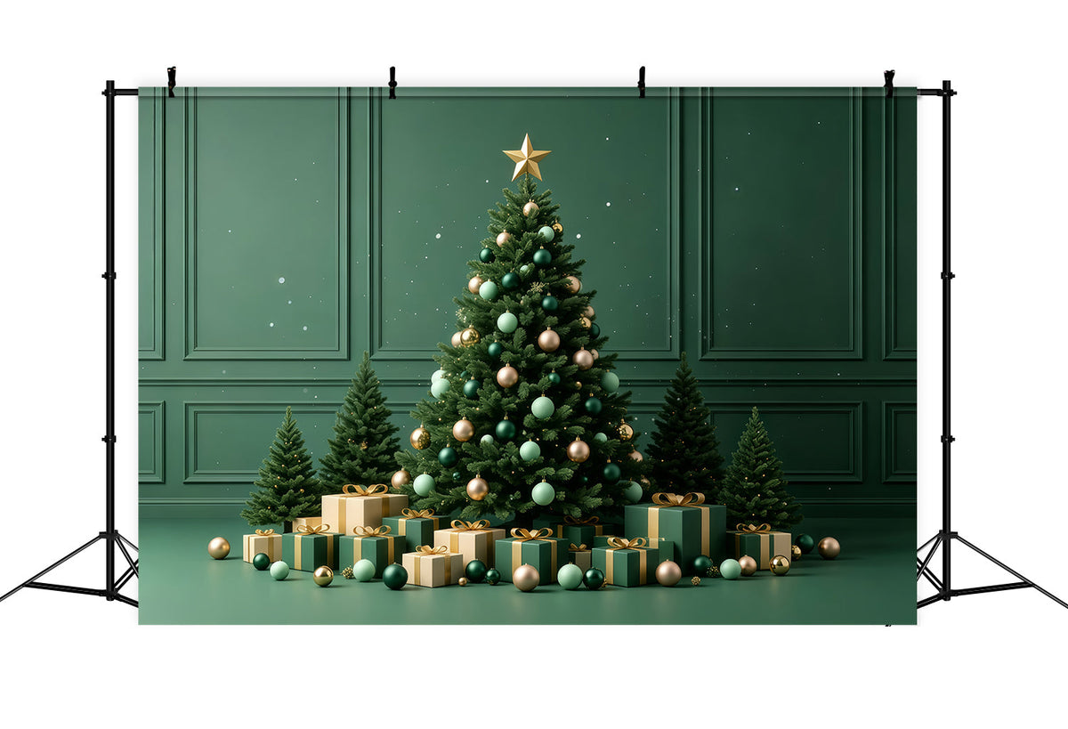 Grüne Weihnachtskulisse Geschenkdisplay Smaragdbaum Weihnachtswand-Hintergrund GQ68-73