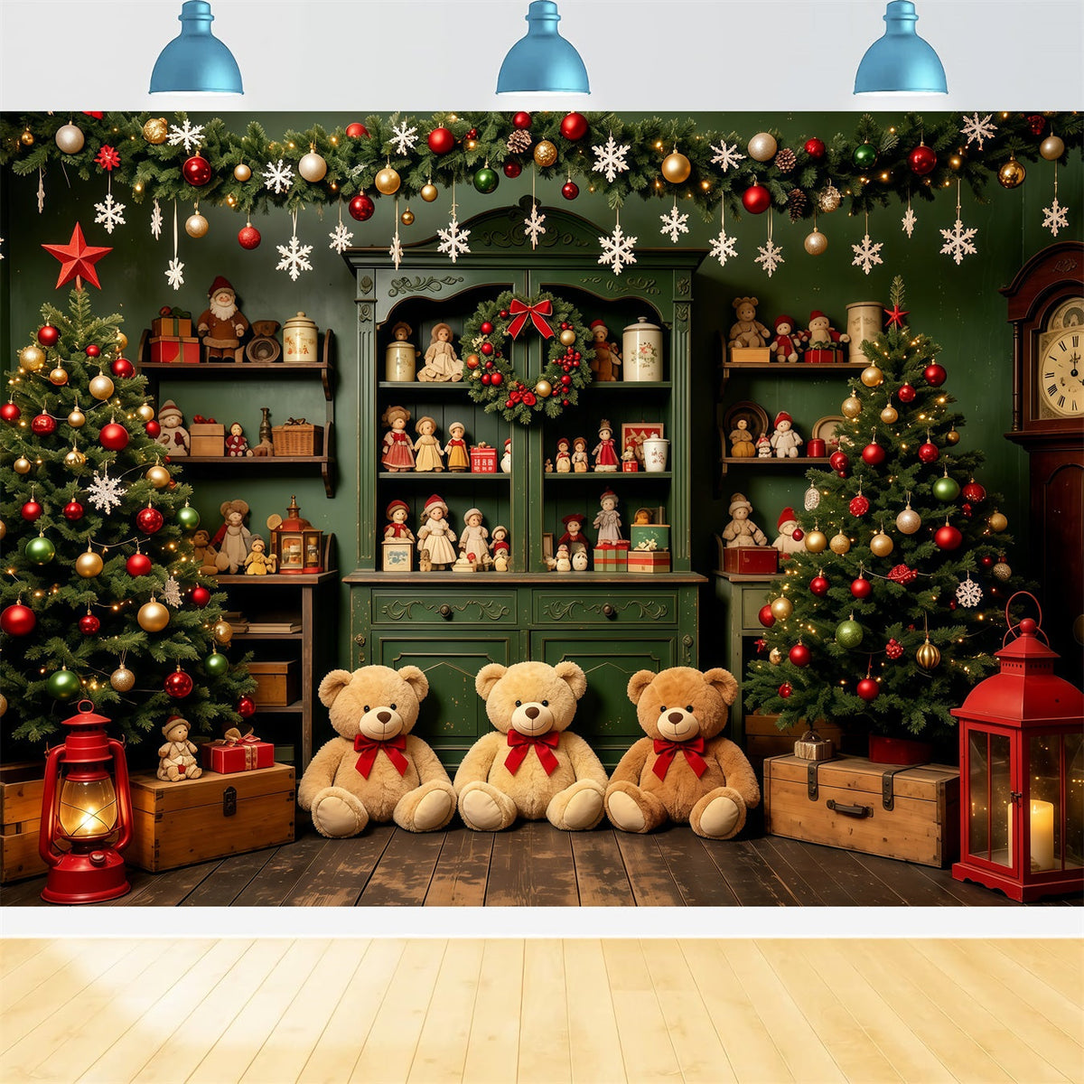 Weihnachts-Kinderhintergrund Puppenhaus-Spielzeugregal Weihnachtliche Musselin-Hintergründe GQ68-77