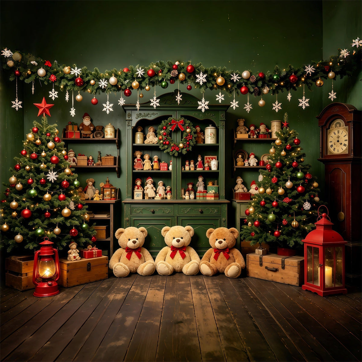 Weihnachts-Kinderhintergrund Puppenhaus-Spielzeugregal Weihnachtliche Musselin-Hintergründe GQ68-77