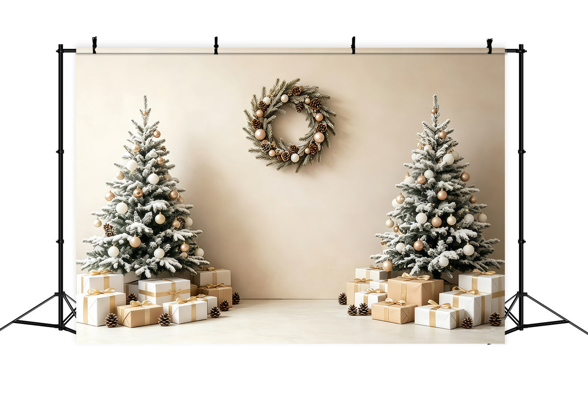 Weihnachtswand-Hintergrund Minimalistischer Baumkranz Als Geschenk Weihnachts-Fotografie-Hintergründe GQ68-93