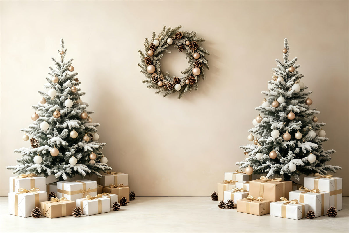 Weihnachtswand-Hintergrund Minimalistischer Baumkranz Als Geschenk Weihnachts-Fotografie-Hintergründe GQ68-93