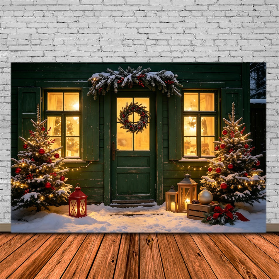 Weihnachtskulisse Eingang Mit Kranz Am Green Cottage Weihnachtskulisse GQ69-17