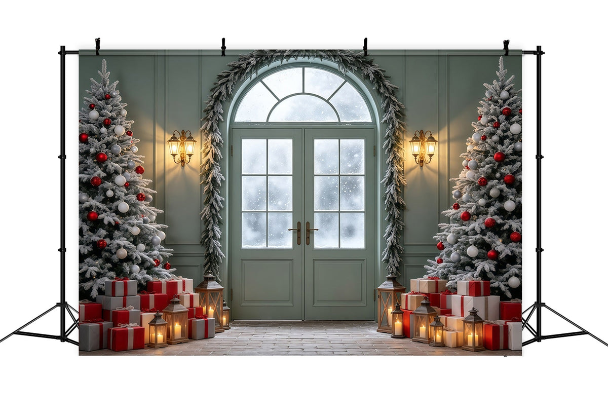 Weihnachtsmotiv-Hintergründe Türdisplay Mit Milchglasbogen Weihnachtsfotohintergrund GQ69-19