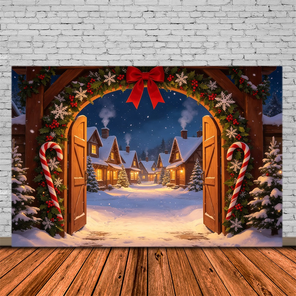 Weihnachtskulisse Candyland Tor Zum Zuckerstangendorf Weihnachts-Fotohintergründe GQ69-20