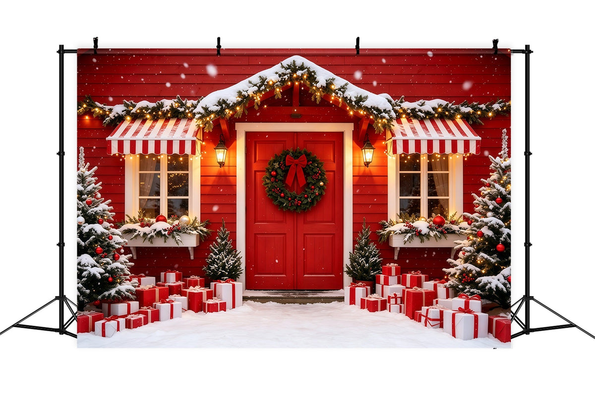 Weihnachtshaus-Kulisse Eingang Zur Roten Kabine Weihnachts-Studiohintergründe GQ69-4