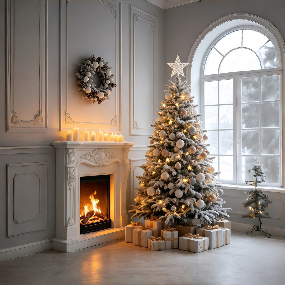 Weihnachtskulisse Elegantes Kaminzimmer Weihnachts-Fotohintergründe GQ69-42