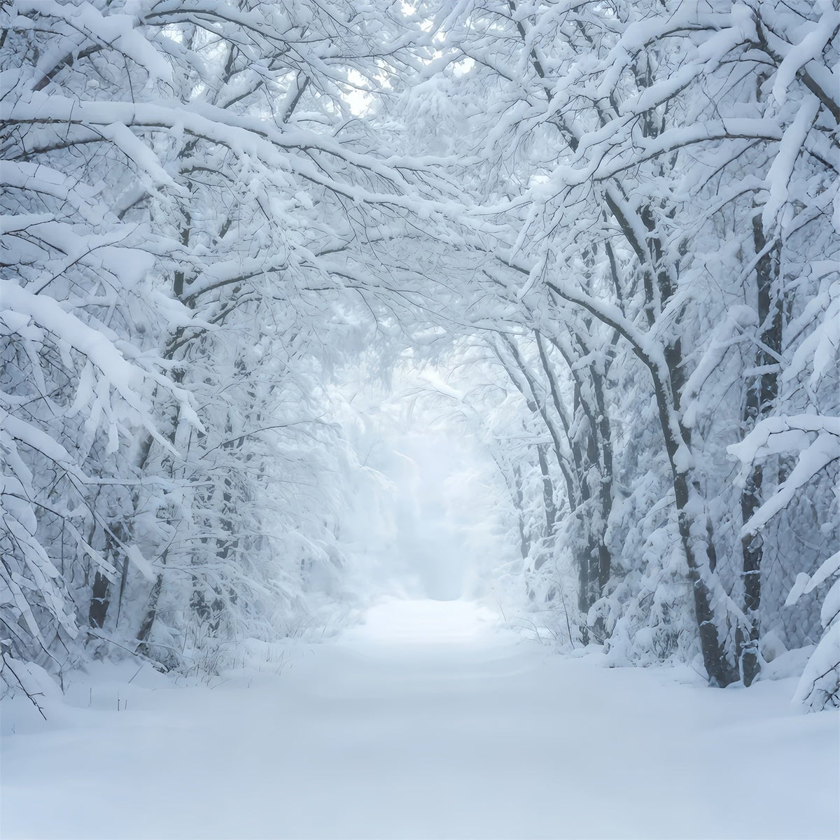 Winterliche Weihnachtskulisse Tunnel Durch Den Verschneiten Waldweg Weihnachts-Studiohintergründe GQ69-43