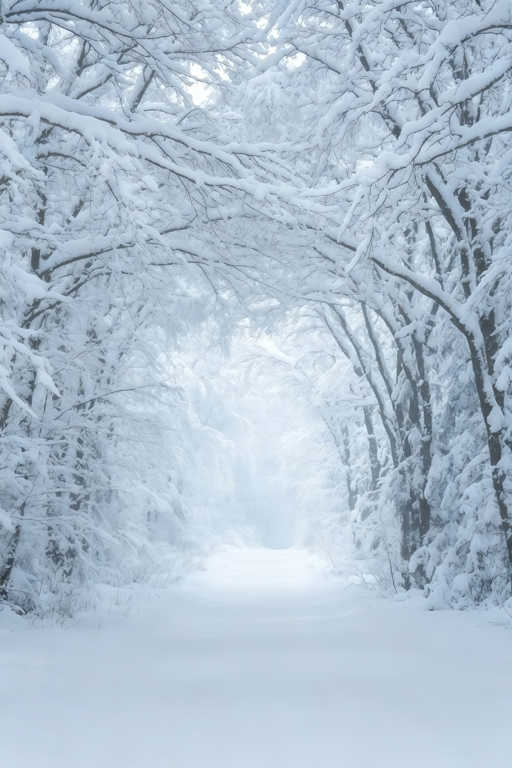 Winterliche Weihnachtskulisse Tunnel Durch Den Verschneiten Waldweg Weihnachts-Studiohintergründe GQ69-43