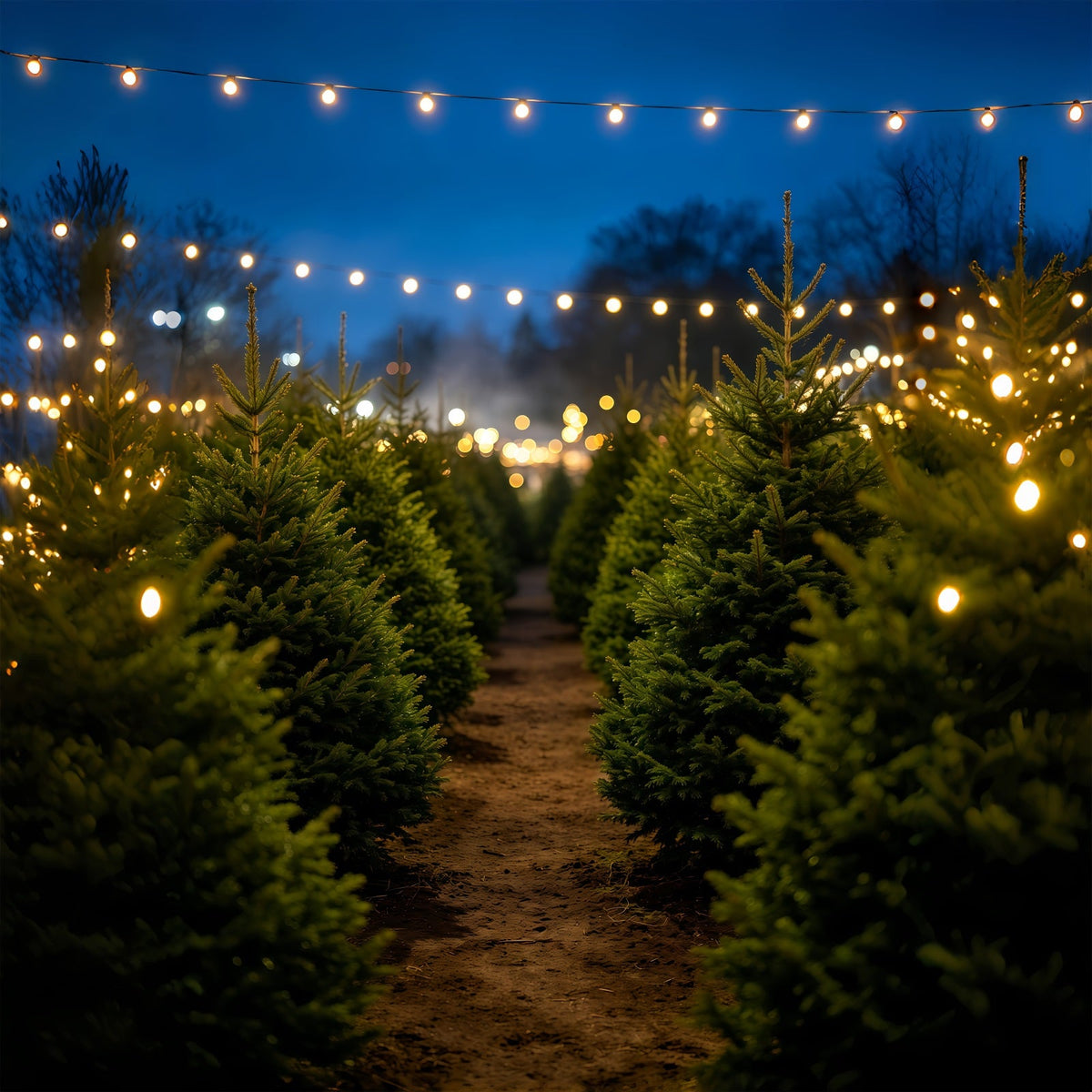 Weihnachtsbaum-Hintergrund Kiefernpfad Bei Nacht Weihnachtshintergründe Für Den Innenbereich GQ69-49