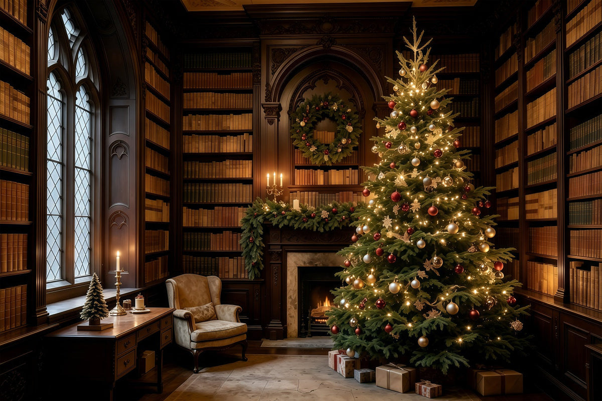 Weihnachtskulisse Für Den Innenbereich Eleganter, Mattierter Baumbogen Weihnachts-Fotografie-Hintergrund GQ69-61