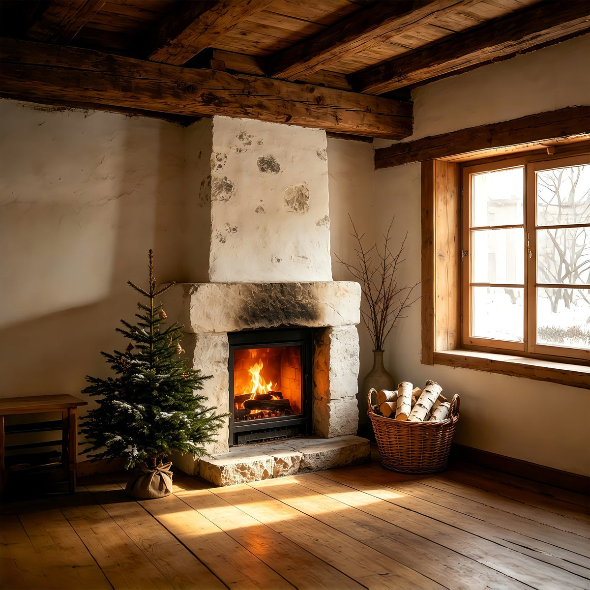 Ländliche Weihnachtskulisse Rustikale Türkränze Im Landhausstil Weihnachtsfotohintergrund GQ69-64