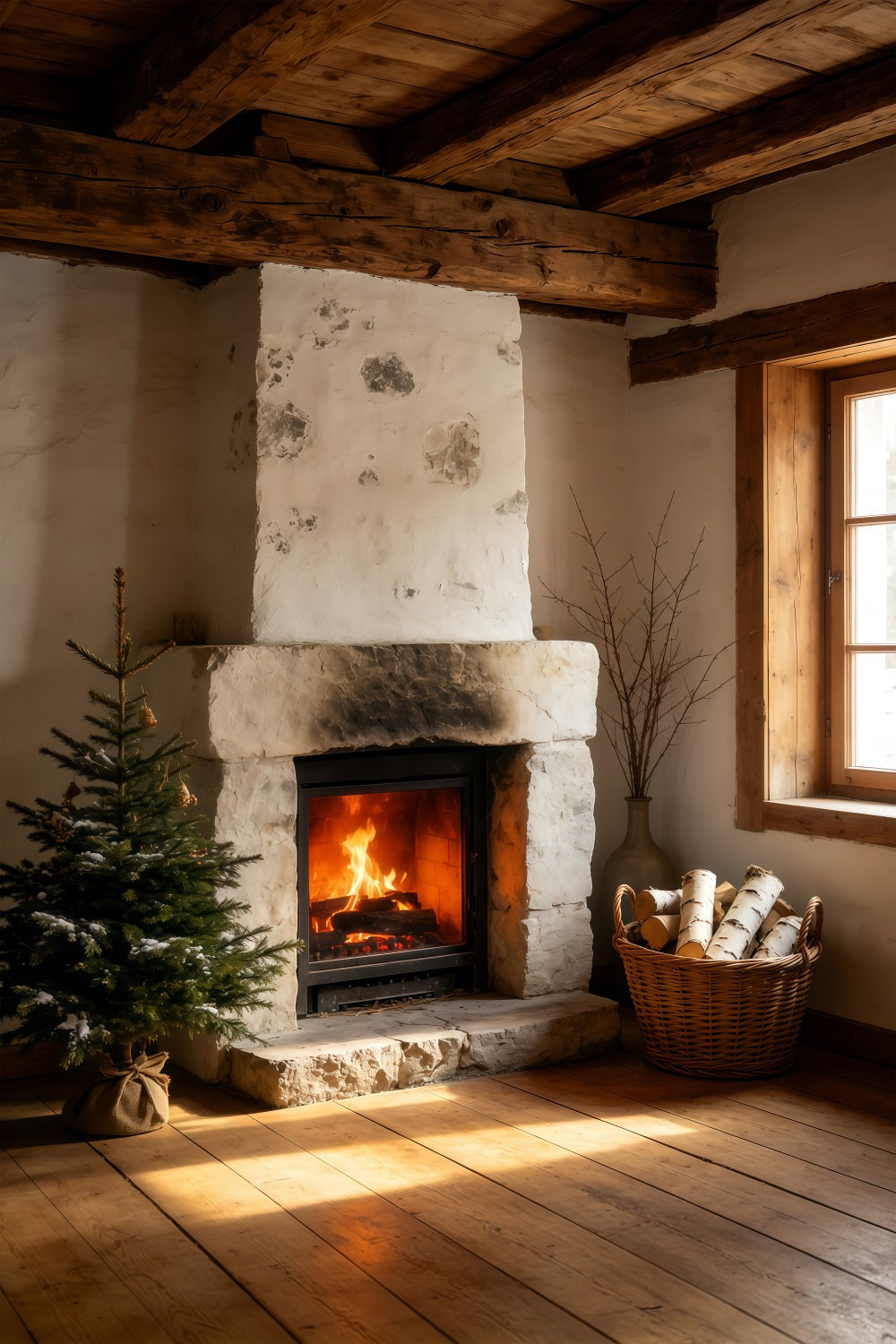 Ländliche Weihnachtskulisse Rustikale Türkränze Im Landhausstil Weihnachtsfotohintergrund GQ69-64