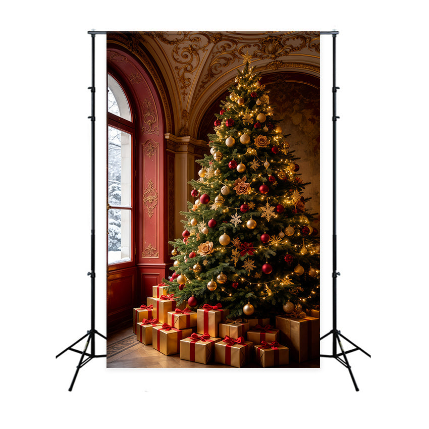 Viktorianische Weihnachtskulisse Königlicher Roter Flur Große Weihnachtskulissen GQ69-65