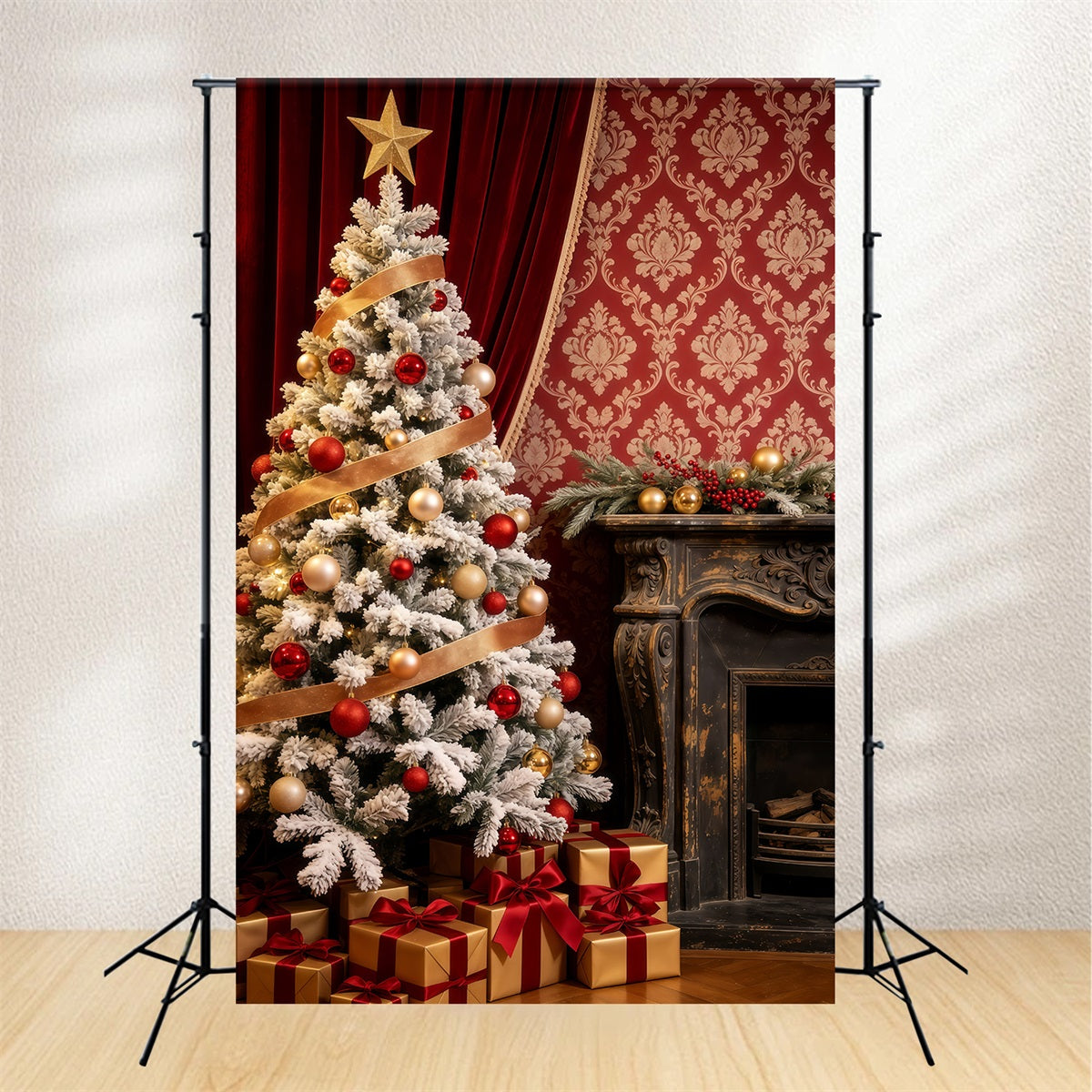 Realistische Weihnachtskulisse Eleganter Roter Samtbaum Große Weihnachtskulisse GQ69-68