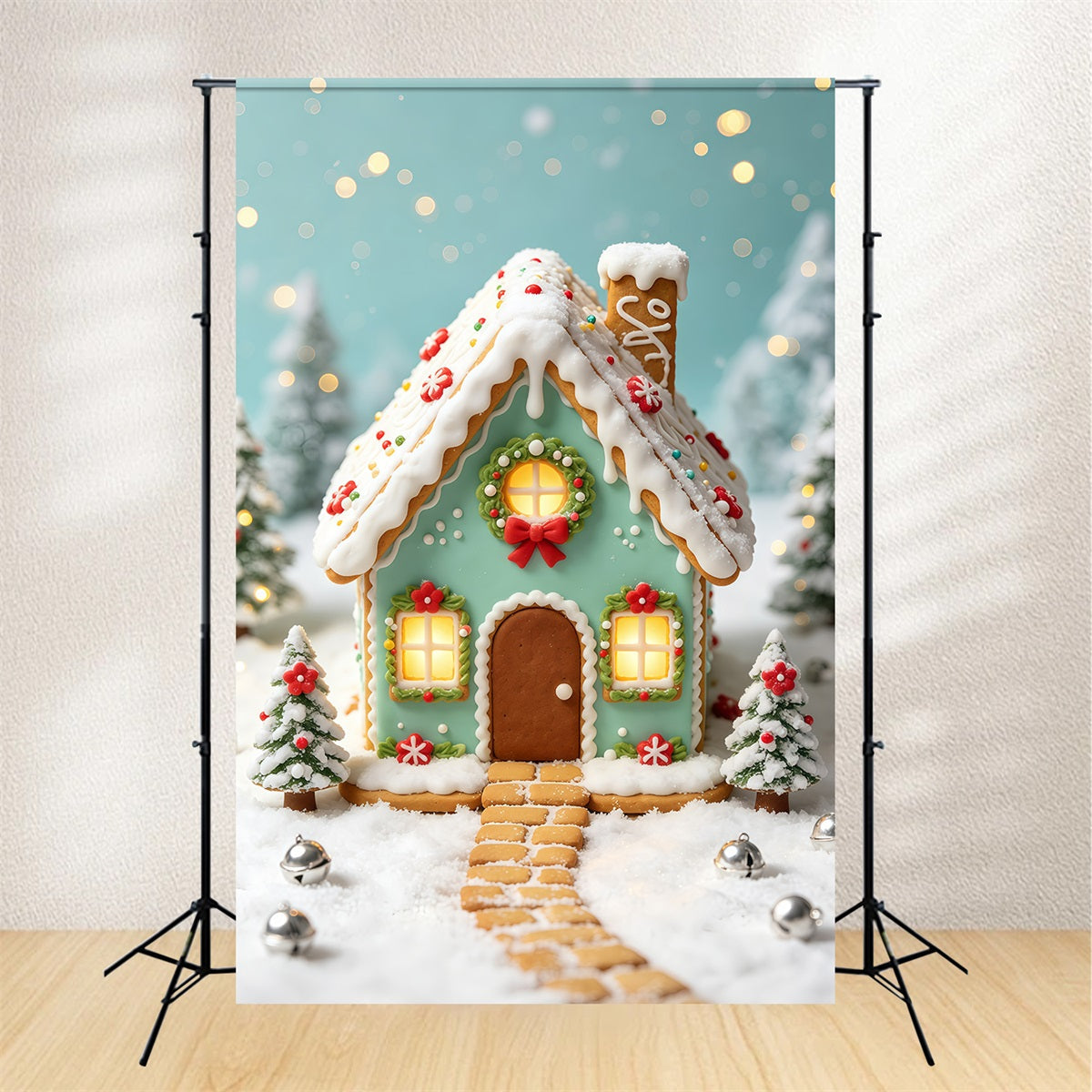 Weihnachtssüßigkeiten-Hintergrund Minz-Lebkuchenhaus Weihnachtshintergrund Für Fotografie GQ69-70