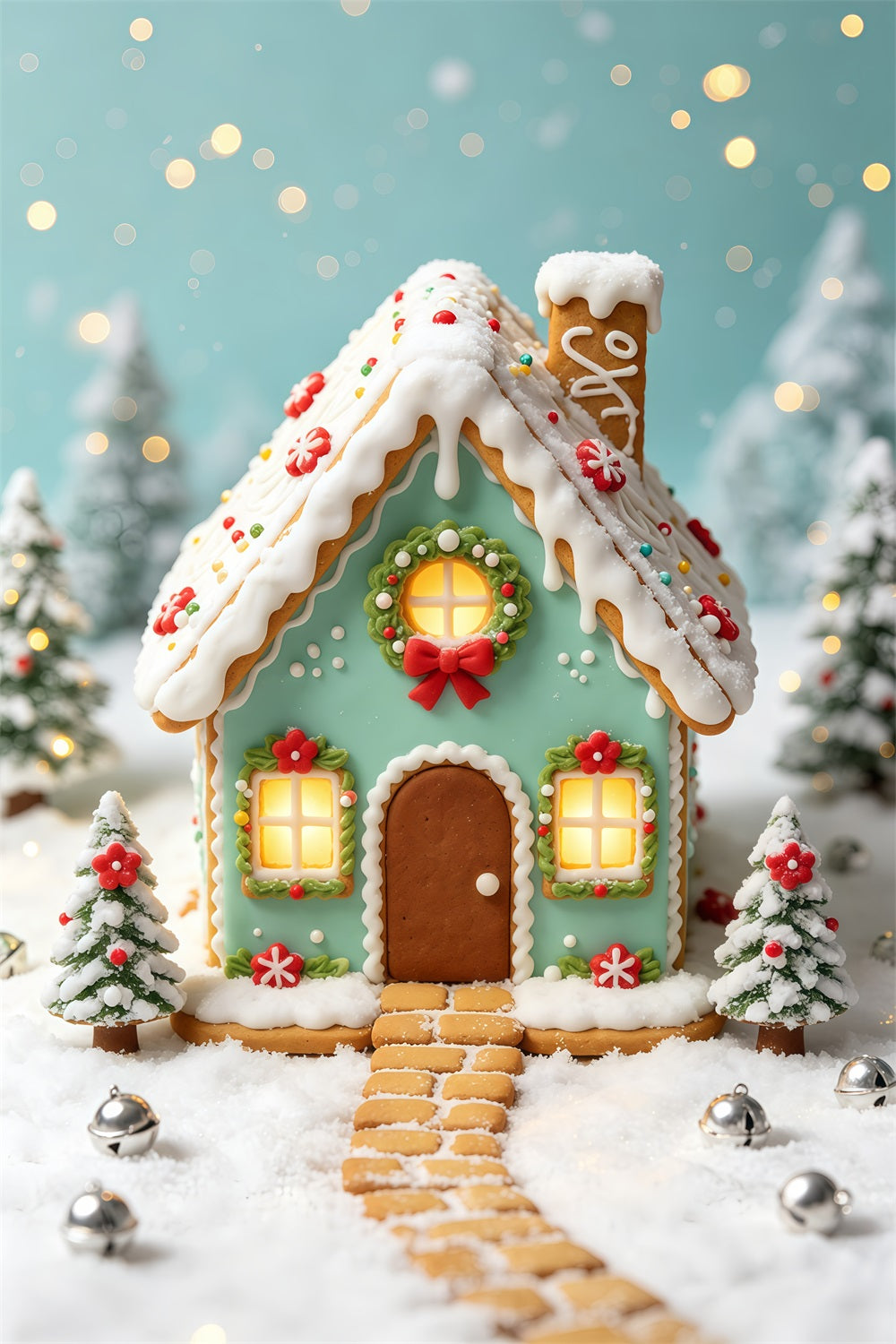 Weihnachtssüßigkeiten-Hintergrund Minz-Lebkuchenhaus Weihnachtshintergrund Für Fotografie GQ69-70
