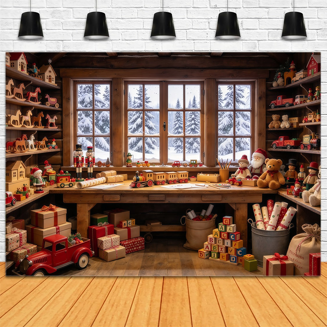 Weihnachtsgeschichte Hintergrund Holzspielzeugwerkstatt Innenraum GQ69-72