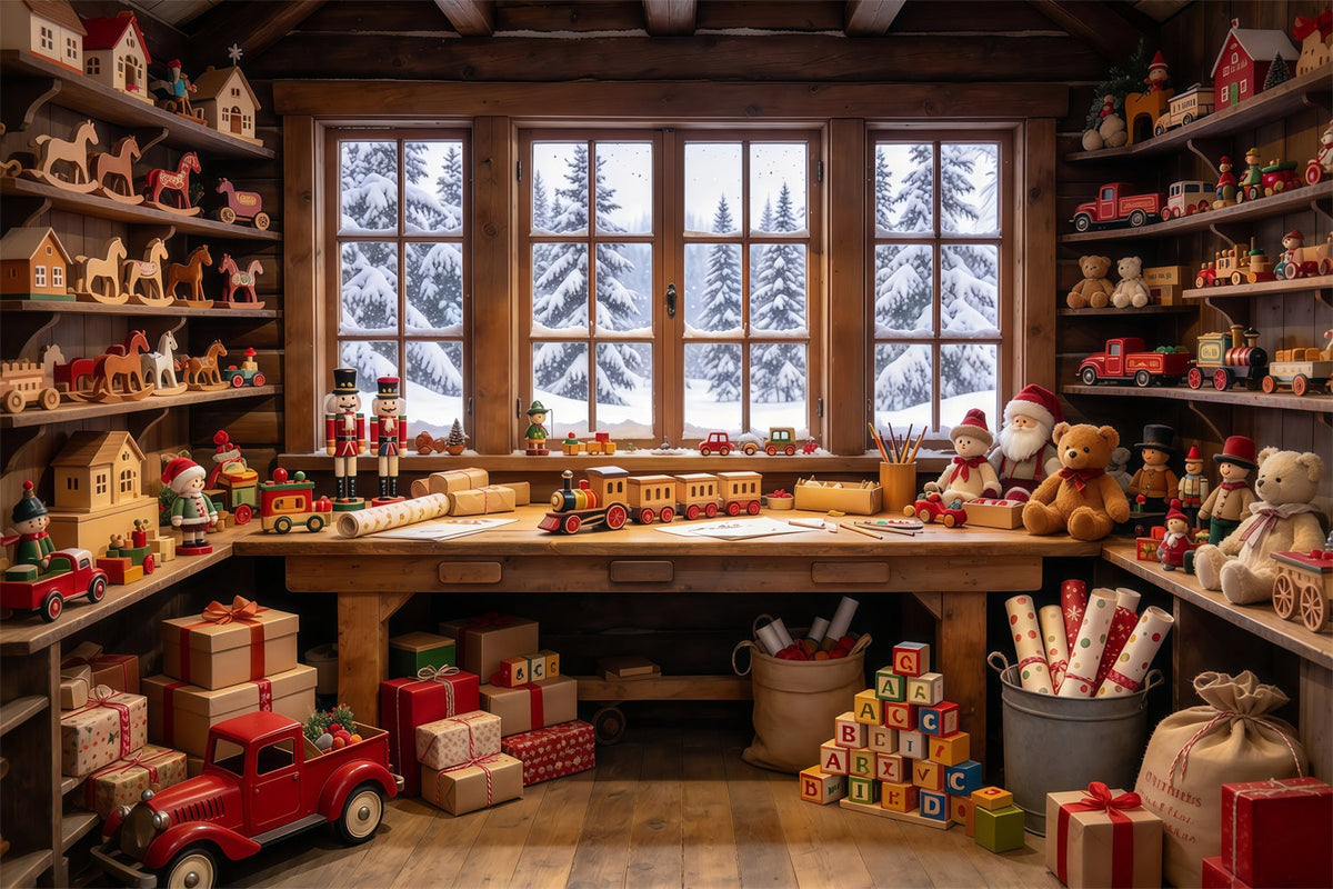Weihnachtsgeschichte Hintergrund Holzspielzeugwerkstatt Innenraum GQ69-72